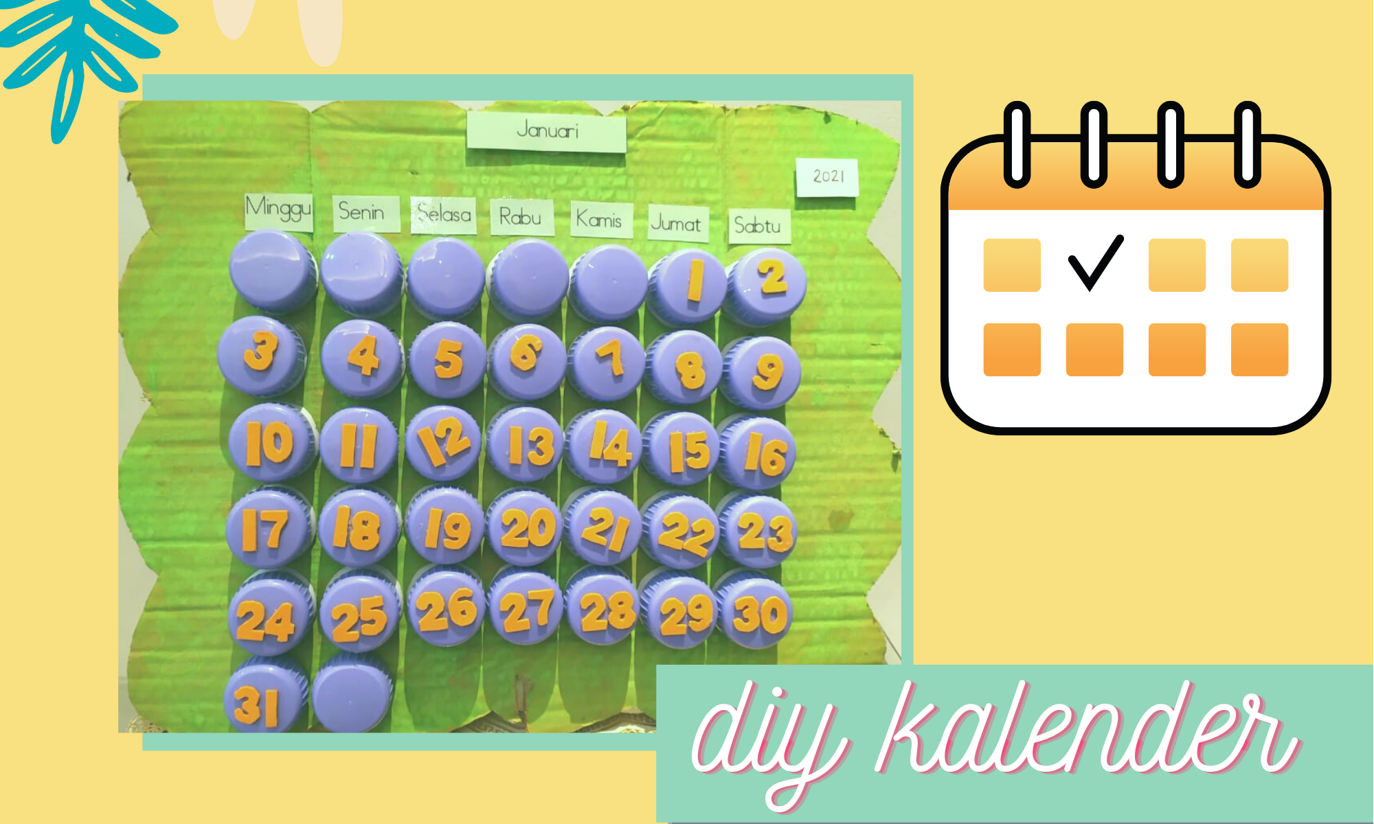 DIY Kalender Meja dari Kardus Bekas dan Printables Minimalis